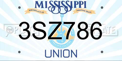 3SZ786 Mississippi License Plate