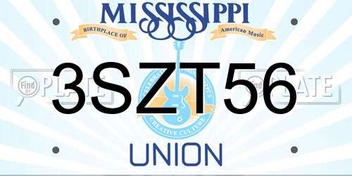 3SZT56 Mississippi License Plate