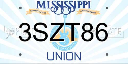 3SZT86 Mississippi License Plate
