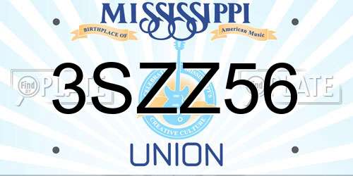3SZZ56 Mississippi License Plate