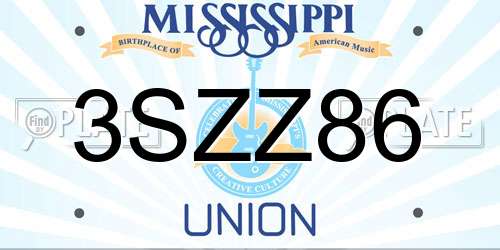 3SZZ86 Mississippi License Plate