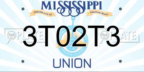 3T02T3 Mississippi License Plate