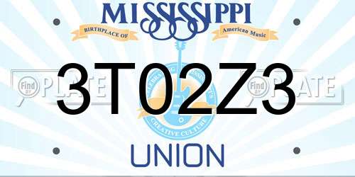 3T02Z3 Mississippi License Plate