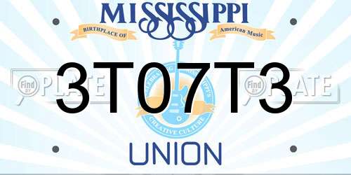 3T07T3 Mississippi License Plate