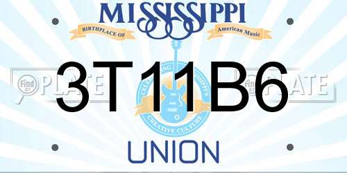 3T11B6 Mississippi License Plate
