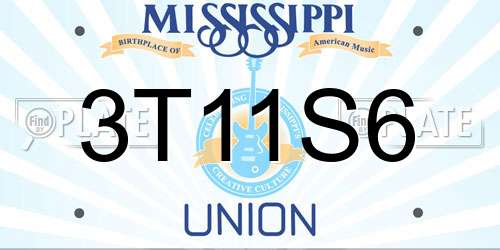 3T11S6 Mississippi License Plate
