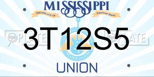 3T12S5 Mississippi License Plate