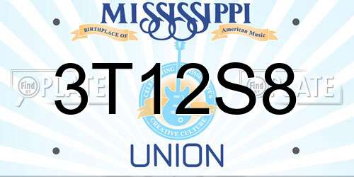 3T12S8 Mississippi License Plate