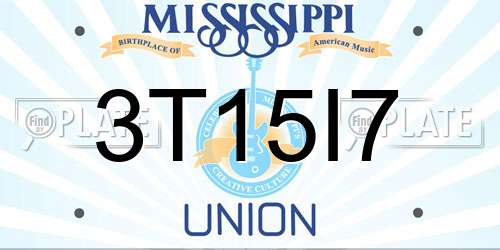 3T15I7 Mississippi License Plate