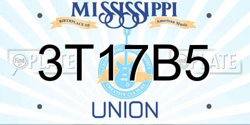 3T17B5 Mississippi License Plate