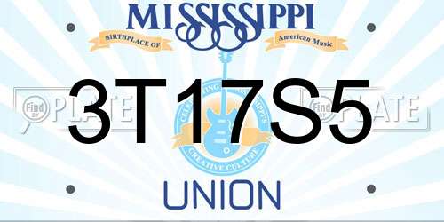 3T17S5 Mississippi License Plate