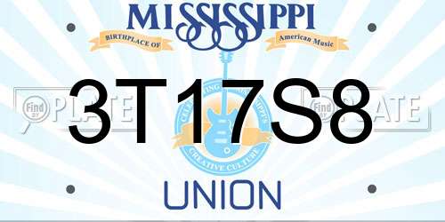3T17S8 Mississippi License Plate