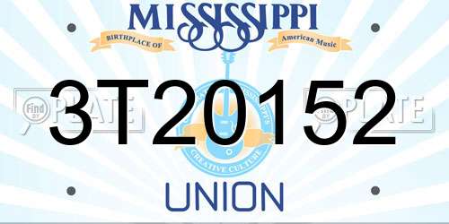 3T20152 Mississippi License Plate