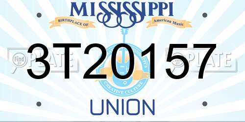 3T20157 Mississippi License Plate