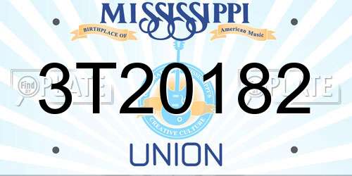 3T20182 Mississippi License Plate