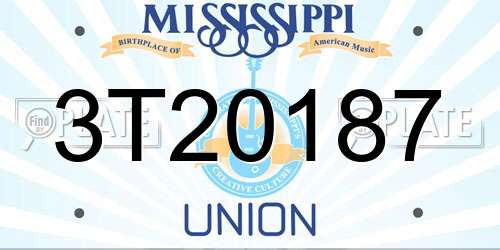 3T20187 Mississippi License Plate