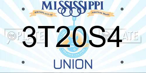 3T20S4 Mississippi License Plate