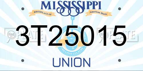 3T25015 Mississippi License Plate