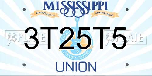 3T25T5 Mississippi License Plate
