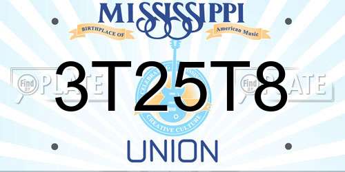 3T25T8 Mississippi License Plate