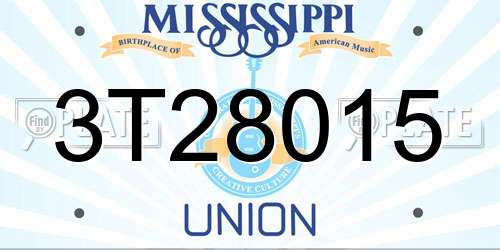 3T28015 Mississippi License Plate