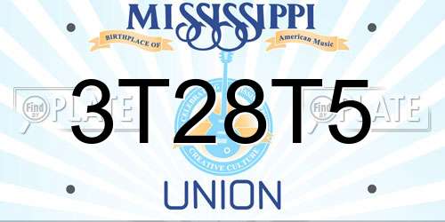 3T28T5 Mississippi License Plate