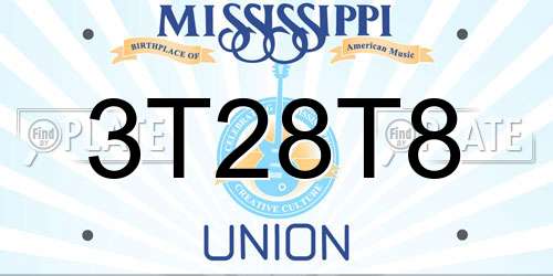 3T28T8 Mississippi License Plate