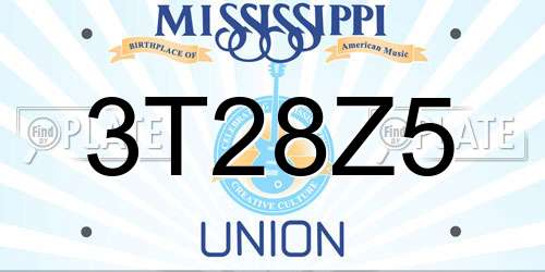 3T28Z5 Mississippi License Plate