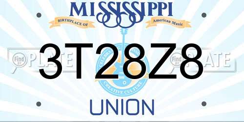 3T28Z8 Mississippi License Plate
