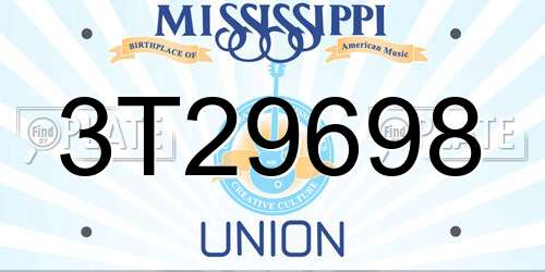 3T29698 Mississippi License Plate