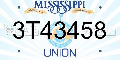 3T43458 Mississippi License Plate