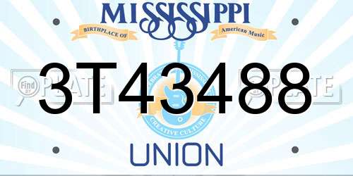 3T43488 Mississippi License Plate