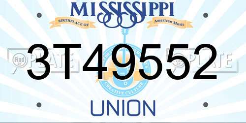 3T49552 Mississippi License Plate