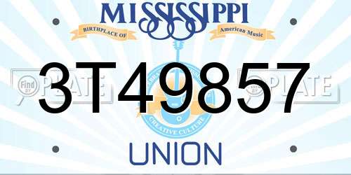 3T49857 Mississippi License Plate
