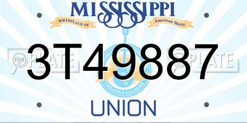 3T49887 Mississippi License Plate