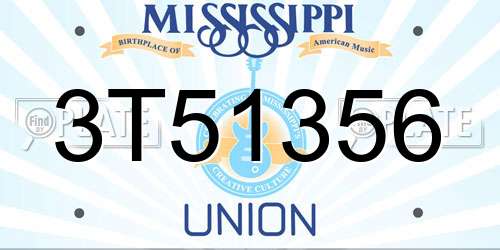 3T51356 Mississippi License Plate