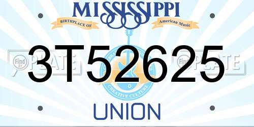 3T52625 Mississippi License Plate