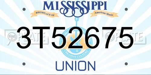 3T52675 Mississippi License Plate