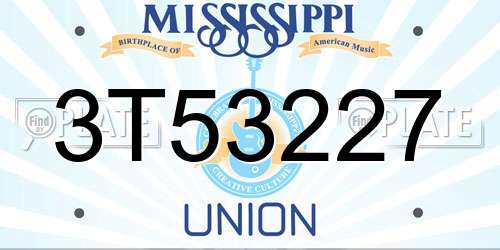 3T53227 Mississippi License Plate