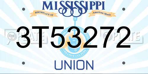 3T53272 Mississippi License Plate