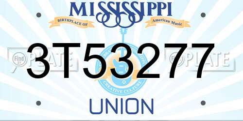 3T53277 Mississippi License Plate