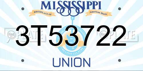 3T53722 Mississippi License Plate