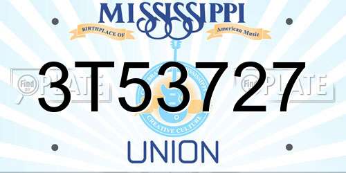 3T53727 Mississippi License Plate