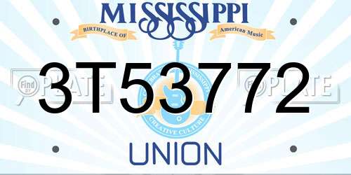 3T53772 Mississippi License Plate