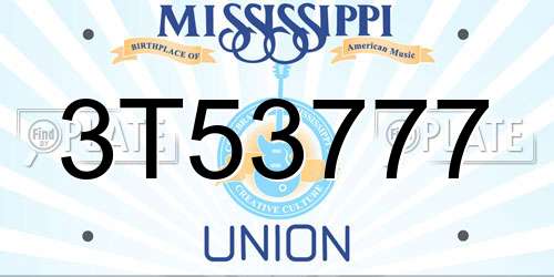 3T53777 Mississippi License Plate