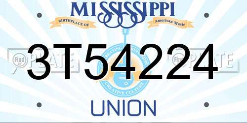 3T54224 Mississippi License Plate