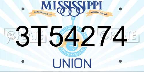 3T54274 Mississippi License Plate