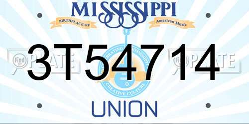 3T54714 Mississippi License Plate