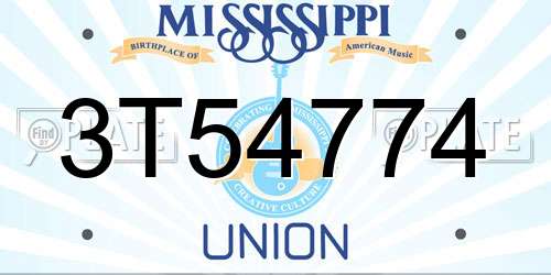 3T54774 Mississippi License Plate