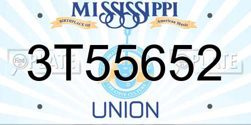 3T55652 Mississippi License Plate